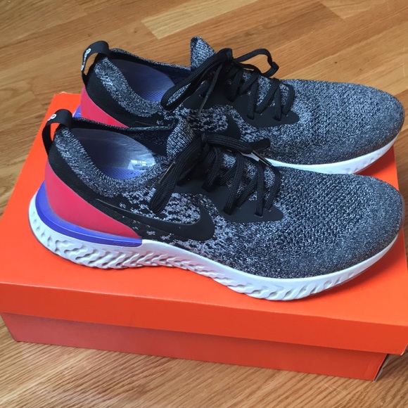 nike epic react flyknit black white red orbit